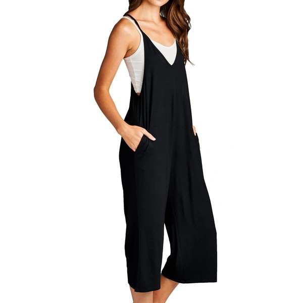 Loving People Women's Spaghetti Strap V Neck Loose Fit Capri