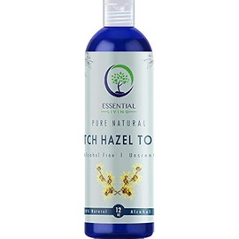 Essential Living: Witch Hazel Toner - Pure and Unscented - 12 oz. Natural Botanical Facial Skin Care Product for Acne and Blemishes - Helps Balance Skin pH - Fights Skin Inflammation - Made in the USA