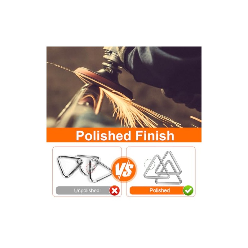 BEYOURD 3/4 inch Metal Triangle Rings, Solid Welded Stainless Steel