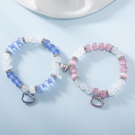 TMANI Spider Friendship Bracelet Magnetic Couple Relationship Distance Bracelet Cosplay Costume Accessory Pink Best Friend Distance Matching Bracelet Jewelry Gift For Couples Kids Women Girls Men - Color: Blue