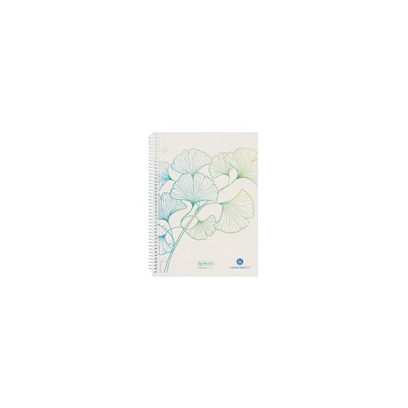 Herlitz Greenline Ginkgo 50033508 Spiral Notepad A5 70 Sheets Squared
