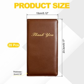 PATIKIL Restaurant Check Presenters, 20Pcs Guest Check Bill Holder with Magnetic Clip PU Leather Check Presenters for Restaurants Waitress Servers Bars, Light Brown