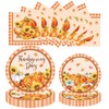 LYFREE 60 Pcs Thanksgiving Paper Plates and Napkins Party Supplies,