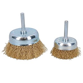 Steel Wire Cup Brush for Drills Rust Paint Removal 50mm + 75mm Width 2pk