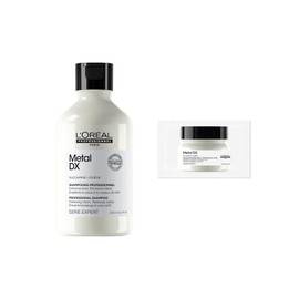 L'Oreal Professional Metal DX Shampoo with Free Sample Item, For All Hair Types, Metal, Daily Care, Anti-Breakage, Moisturizing, Creamy, Bare Hair Feel, Keeps Beautiful Colored Hair, 10.1 fl oz (300