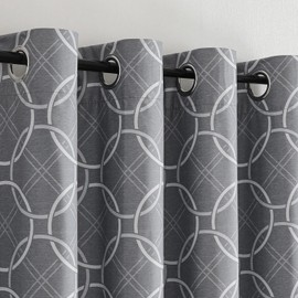 Airwill Full Blackout Curtains 90 Inches Long 2 Panels, Grommet Top Window Treatment Drapes with Circle Geometric Pattern (52 x 90 Inch, 2 Panels, Grey)