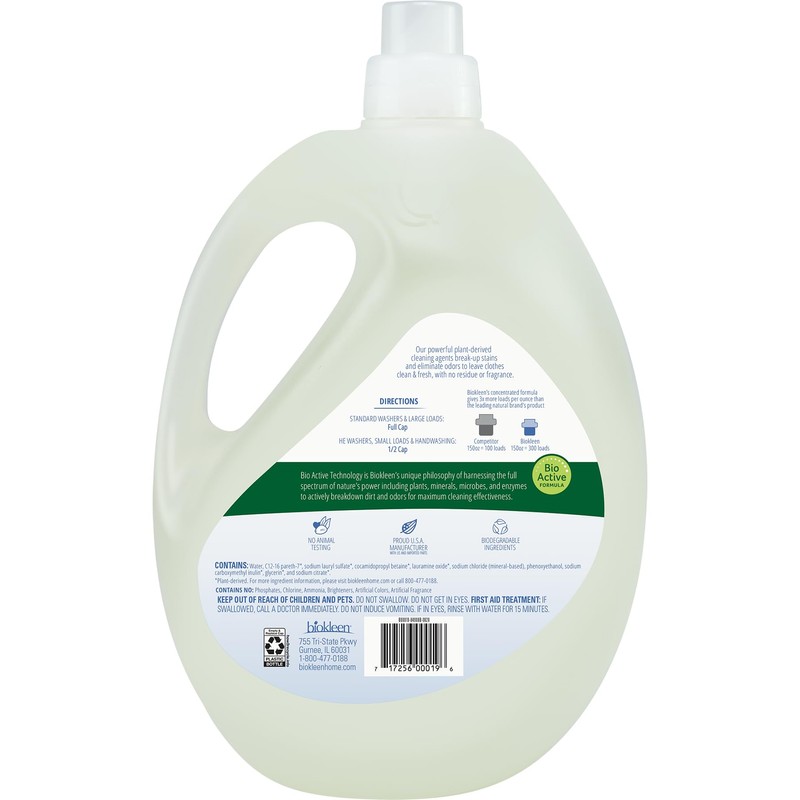 Biokleen Free & Clear Natural 3X Concentrated Liquid Laundry Detergent,
