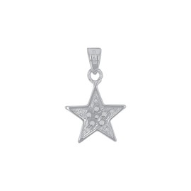 Amor Motif Pendant White Gold 375/9ct Women's Pendant with Synthetic Zirconia 2 cm Silver Star Comes in Jewellery Gift Box 2013717, WG 375/9ct, Synthetic zirconia.