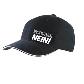 huuraa Cap Hat "Bevor du fragst No" Lettering Gift Unisex Cap "Bevor du Fragst Nein" Gift Idea, Black/Light Grey