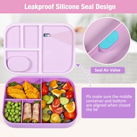 CAPERCI Brotdose Kinder mit Fächern - 1400ml Lunchbox Kinder Bento Box mit Unterteilung Auslaufsicher Brotbox für Mädchen & Jungen Schule, Kindergarten, Ausflüge（Lila）