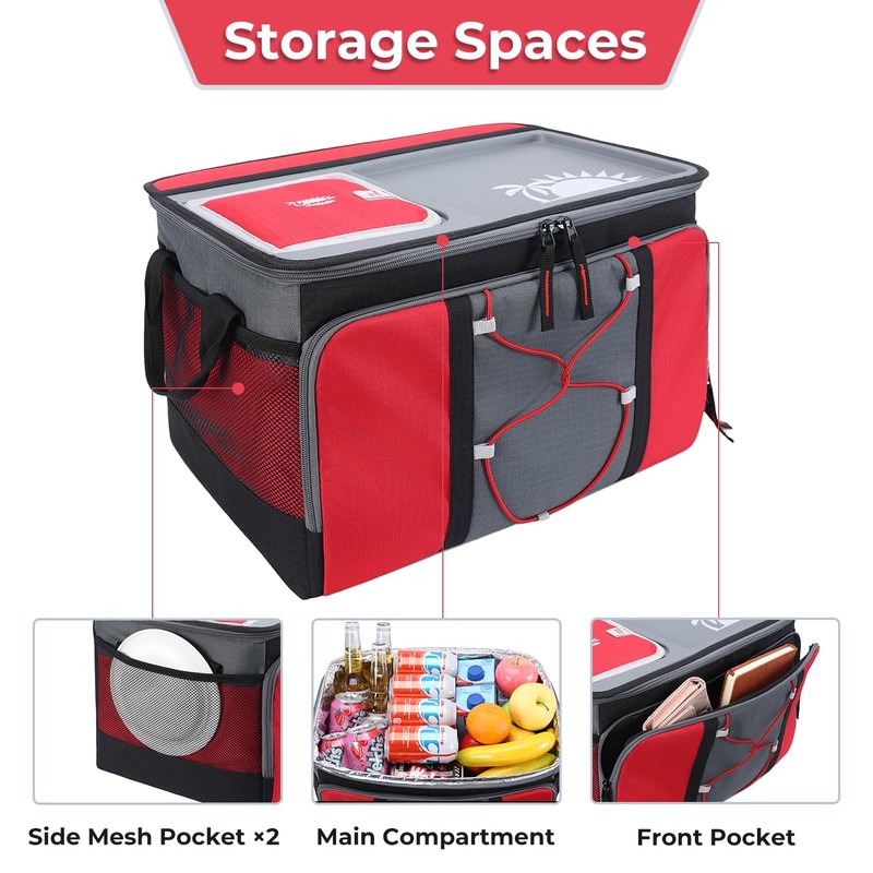 50-Can Large Rolling Cooler, Leakproof Insulated Cooler with Wheels and