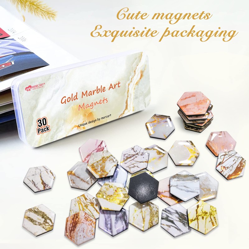 MORCART 30PCS Hexagon Magnets Fridge, Cute Magnets for Locker, Refrigerator,