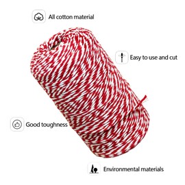 SORDIM Cotton Twine String, 656 Feet Holiday Bakers Twine String Rope, Christmas Twine Cord for Gift Wrapping, Craft Making (Red,1pc)