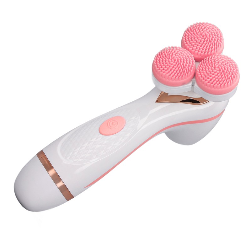 Electric Facial Cleansing Brush 3 Head Massage Facial Exfoliating Silicone