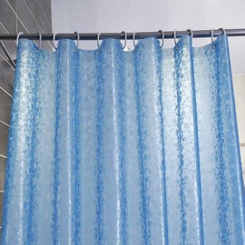 WELTRXE EVA Shower Curtain Liner, Plastic Clear Shower Curtain Liner with Design, 72 x 72,12 Hooks