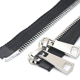 YaHoGa #5 - chamarra separadora de dos vías de 35 cm, cierre de metal plateado para chaquetas, abrigos, manualidades de costura (14 pulgadas TW plateado)