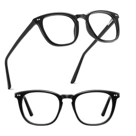 Reglaaly Blue Light Blocking Glasses, Anti-Glare Rectangular Frame for Office and Gaming, Carbon Black+Deep Ebony