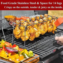 Metal Chicken Drumstick Rack, Multi Grid Chicken Leg Grill Rack, Dishwasher Safe Non Stick Barbecue Rack, Father's Day Gift, Barbecue Utensils for Camping, Kitchen Gadgets, 2024 Christmas Gifts