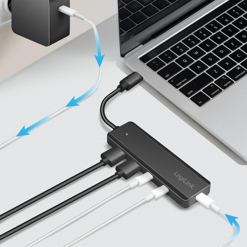 LogiLink UA0412 Ultra-Slim USB-C Hub (USB 3.2 Gen 2), 4-Port