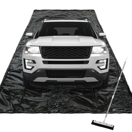 Nuanchu Containment Mat, 8'6" x 20' Non-Slip Garage Floor Mat with Stay Put Corner and Squeegee - Heavy Duty Waterproof Protection from Snow, Rain, Oil, and Mud for Cars