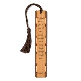 C.S. Lewis Long Book Large Cup of Tea Quote Engraved Wooden Bookmark - Also Available with Personalization - Made in USA