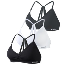 AUROLA 3 Pieces Pack Set Seamless Mercury Workout Sports Bras for Women Athletic Removable Adjustable Backless Minimal Top