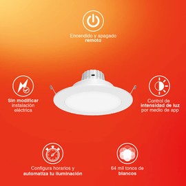 Tecnolite Connect Lámpara de Techo LED Inteligente con Wifi, Tecnolite Connect, Modelo 09YDLED432MVBTCW, Luz Cálida, Contenido: 1 Lámpara de Techo, Terminado Blanco