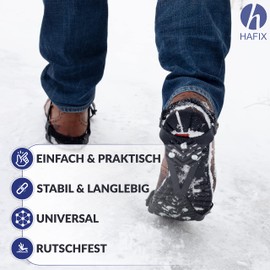 HAFIX® Spikes Shoe Spikes Shoe Claws Non-Slip Shoe Chain Ice Cleats for Safety in Ice Snow Smoothness Cleats Crampons with Buckle Hiking Shoe Claw 1 Pair 8 Claws Star