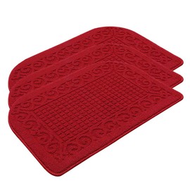 COSY HOMEER 32X20 Inch Anti Fatigue Kitchen Rug Mats are Made of 100% Polypropylene Half Round Rug Cushion Specialized in Anti Slippery and Machine Washable Burgundy (3 pcs)