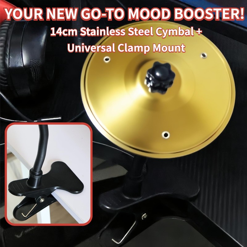 Desktop Cymbal with Clamp Mount - Portable Metal Percussion Instrument