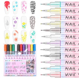 ASTONFOG 12PCS Nail Art Pens Set,3D Nail Polish Pens Quick Dry for Nail Art Macaron Color Nail Art Drawing Special Nails Art Design Manicure Nail Pens for Home & Salon DIY/0.5