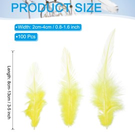 PATIKIL 3-5 Inch Rooster Feathers, 100 Pack Bulk Natural Feathers for Crafts Colorful Fluffy Craft Feathers for Dream Catcher Handwork Clothing Costumes Wedding, Yellow