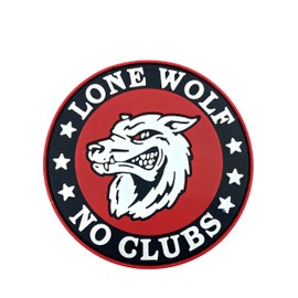 Lone Wolf No Clubs Biker PVC Velcro Emblem Badge Patch