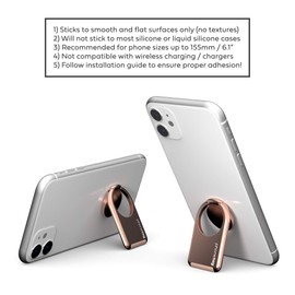 phonetag - Mobile Cell Phone Kickstand & Ring Holder, Stand Your Phone In Portrait & Landscape With The Finger Ring Grip Holder, Use On Magnetic Car Mounts, Compatible With Most Smartphones, Rose Gold