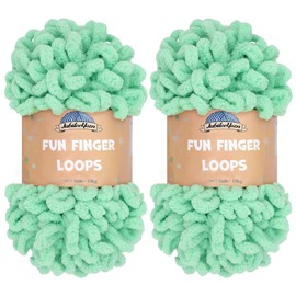 JubileeYarn Fun Finger Loops Yarn - Polyester Jumbo Weight Loop Yarn - 100g/Skein - Peppermint - 2 Skeins