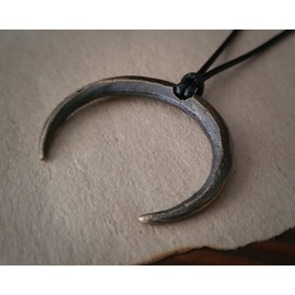 Baldur Jewelry - Large Brass Gothic Wiccan Pagan Witchcraft Crescent Moon Lunula Necklace Pendant With Adjustable String Charm For Embracing Spiritual Feminine Universal Energy