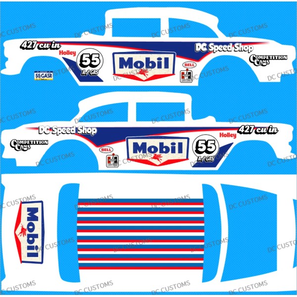 Handmade 55 CHEVY GASSER (NON-WHITE TONER) DECALS VINTAGE M0BILE
