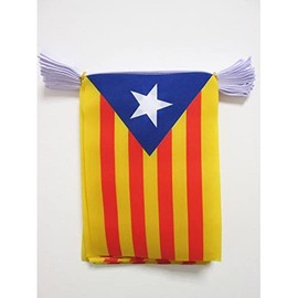 AZ FLAG - Catalonia Estelada Blava Bunting Flag - 20 Ft Garland with 20 Small Independentist Catalan Flags 8'' x 6'' - 100% Polyester String Pennant - 6 meters