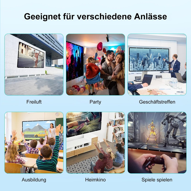 Projector Screens, 100 Inches, Indoor Outdoor Projectors, 16:9 HD Foldable