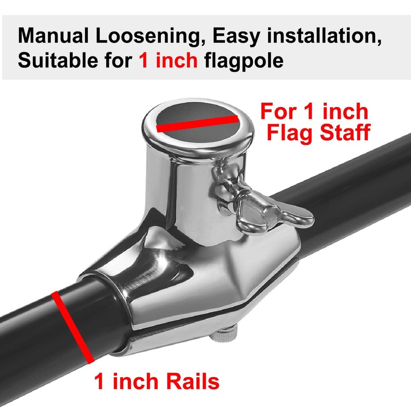 ZOMCHAIN Flag Pole Holder, Rail Mount, Marine Grade 316 Stainless