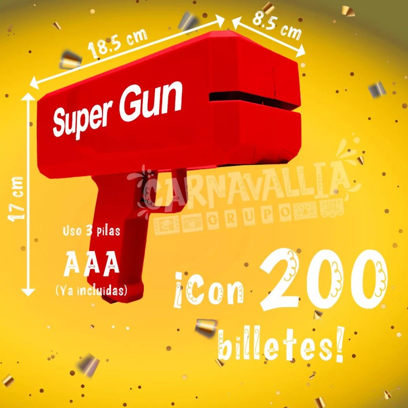 Carnavallia Pistola Lanza Billetes Cash Money Super Gun