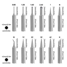 NVGFTG 900M Soldering Tips, Pack of 12 Soldering Iron Tips, Replacement Soldering Tips Set for Soldering Stations, Welding Devices & Accessories, Compatible with Hakko, Yihua, Atten & More