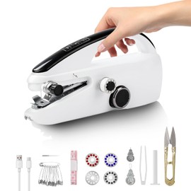Handheld Sewing Machine, Mini Portable Sewing Machine for Beginners, Hand Stitching Machine, Handheld Sewing kit for Quick Repairs Clothes Fabrics DIY Home Travel (Black)