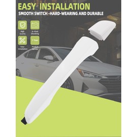 Exterior Outside Door Handle Front/Rear Right Side Compatible with Hyundai Elantra 2017 2018 2019 2020 Replaces# 82661-F0010 82662-F0020 Door Handle Cover White