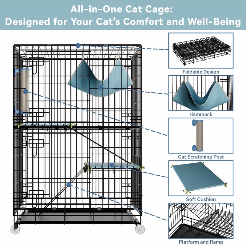 STILLCOVE 3-Tier Cat Cage Indoor: Medium Cat Enclosure Pet Playpen
