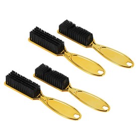 Roarrter Fade Brush Comb Scissors Cleaning Brush ABS Brush Barber Shop Skin Fade Vintage Oil Head Shape Carving Cleaning Brush Gold 4PCS