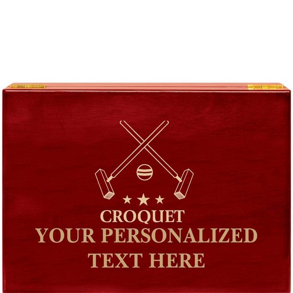 Crown Awards Croquet Rosewood Humidor Gift, Customize with Your Own