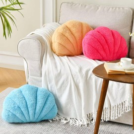 VBGYA Seashell Decorative Pillow, Hot Pink Seashell Shaped Throw Pillows, 13x10 Inch Soft Sea Ocean Room Decor 3D Insert Beach Pillow Seashell Plush Pillows for Couch, Bed