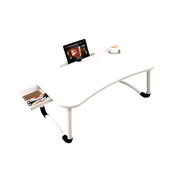 Lap Desk with Storage Drawer, Cup and Phone Holder, Laptop