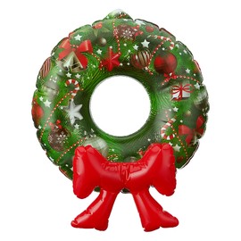 Cepewa Inflatable Door Wreath for Hanging | Diameter 40 cm Christmas Design Bow | Advent Wreath Wall Decoration